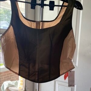 Cider Tan Green Fitted Bustier Bodysuit